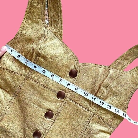free people leather sleeveless goldie mini dress size 4 NWT gold - Picture 11 of 11